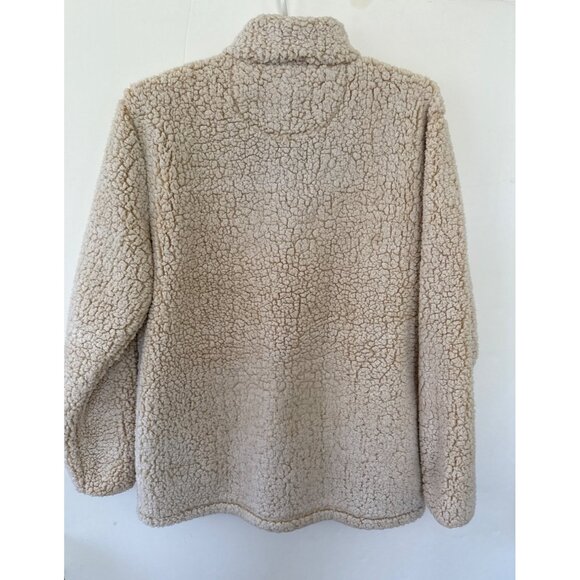 Simply Southern XXL Beige Sherpa Quarter-Zip Pullover Faux Fur/Polyester Cozy - Picture 2 of 5